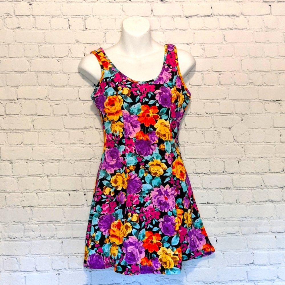 Vibrant Floral Multicolor Skater Dress